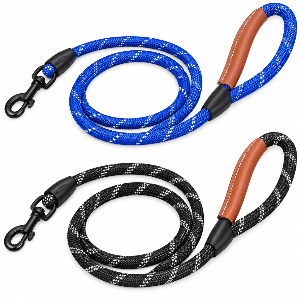 HappyNest™ Heavy-Duty Pet Walking Leash with Comfortable Hand Loop - 150cm Daily Traction (Braided Rope & PVC Styles)