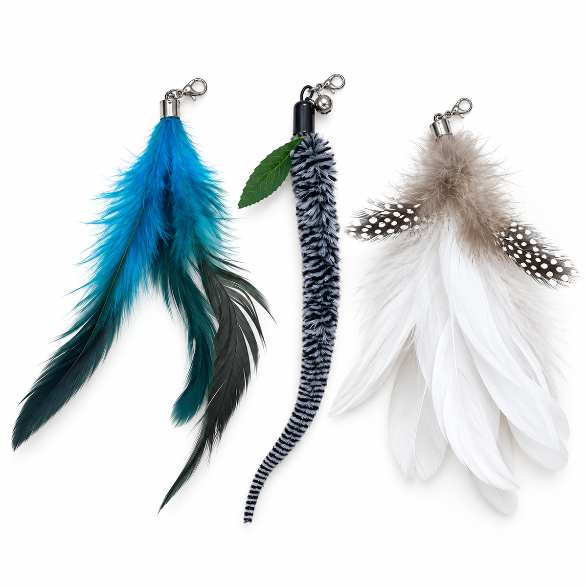 HappyNest™ Interactive Feather Cat Teaser Wand with Solid Wood Handle (3 Assorted Styles)