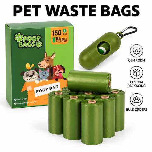 HappyNest™ Eco-Friendly Dog Poop Bags with Dispenser - 150 Bags (10 Rolls), Leak-Proof & Thick Pet Waste Bags, Easy Tear-Off