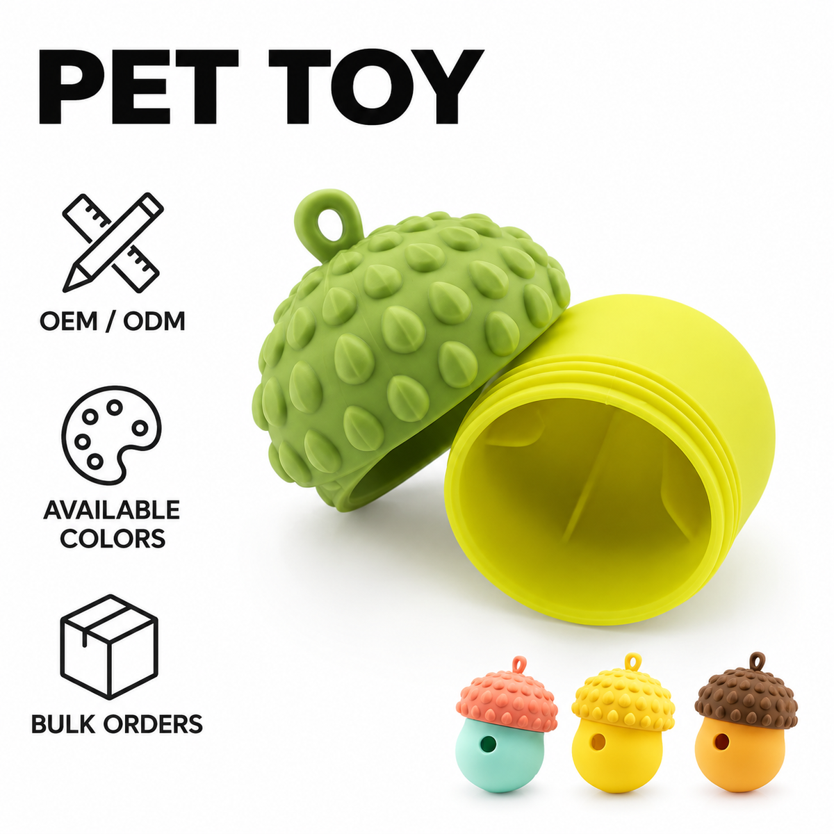 HappyNest™ Silicone Acorn Interactive Treat Dispensing Pet Toy
