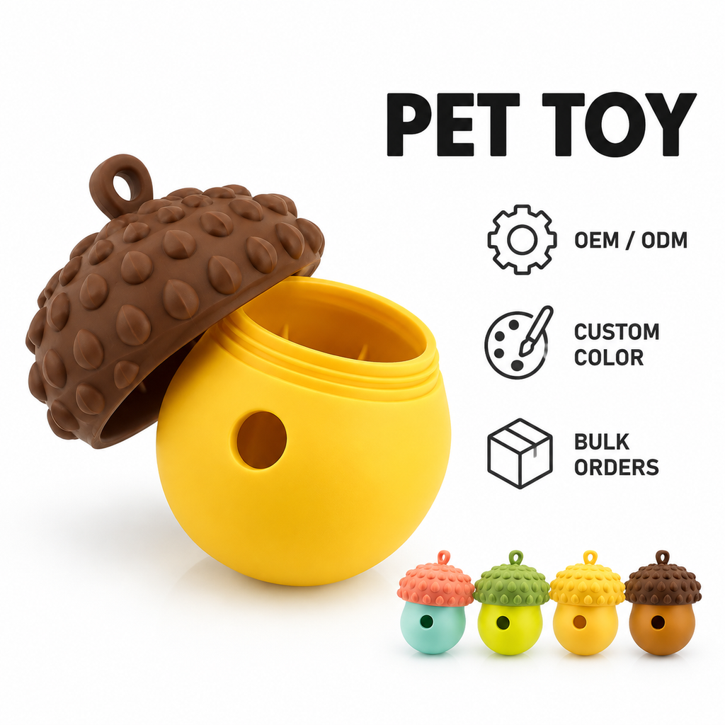 HappyNest™ Silicone Acorn Interactive Treat Dispensing Pet Toy