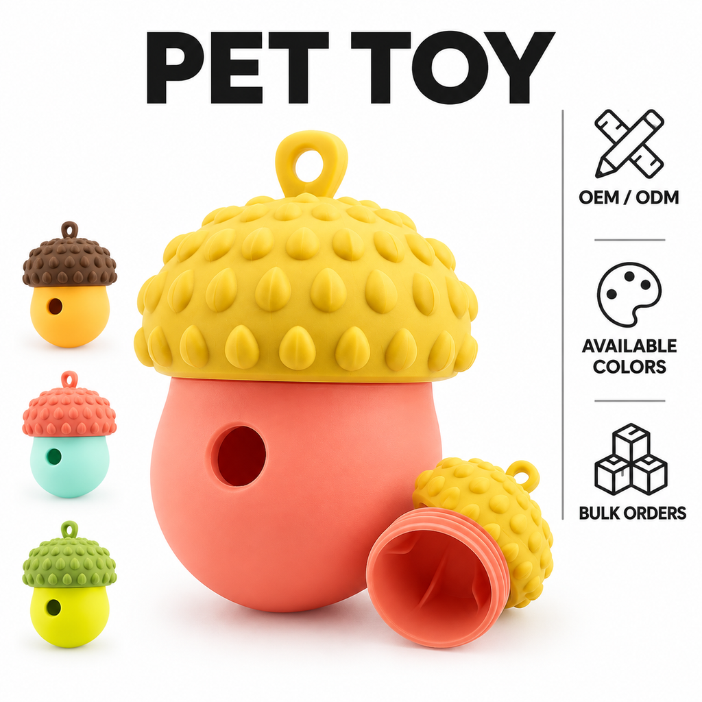 HappyNest™ Silicone Acorn Interactive Treat Dispensing Pet Toy