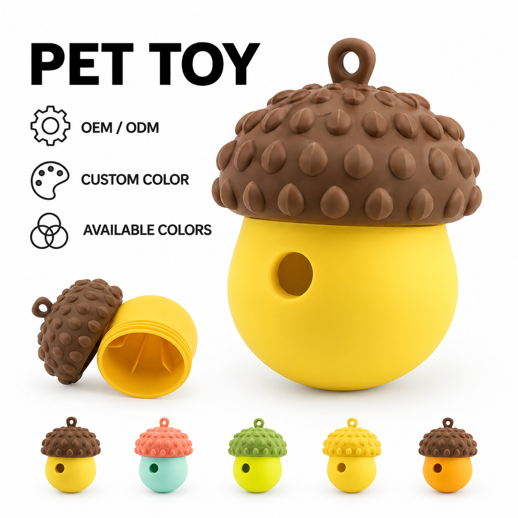HappyNest™ Silicone Acorn Interactive Treat Dispensing Pet Toy