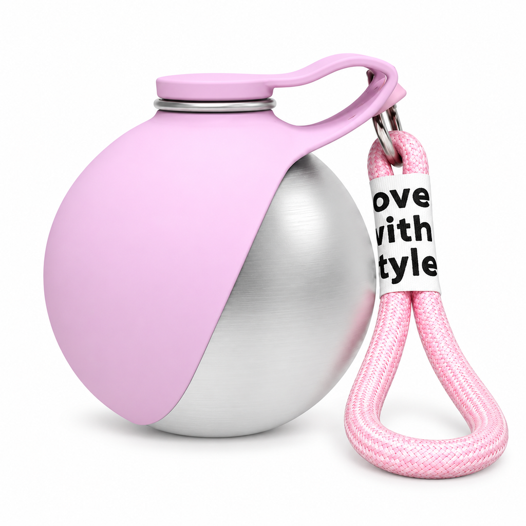 HappyNest™ Portable Pet Travel Water Bottle - 285ml 304 Stainless Steel Bottle with Foldable Food-Grade Silicone Bowl