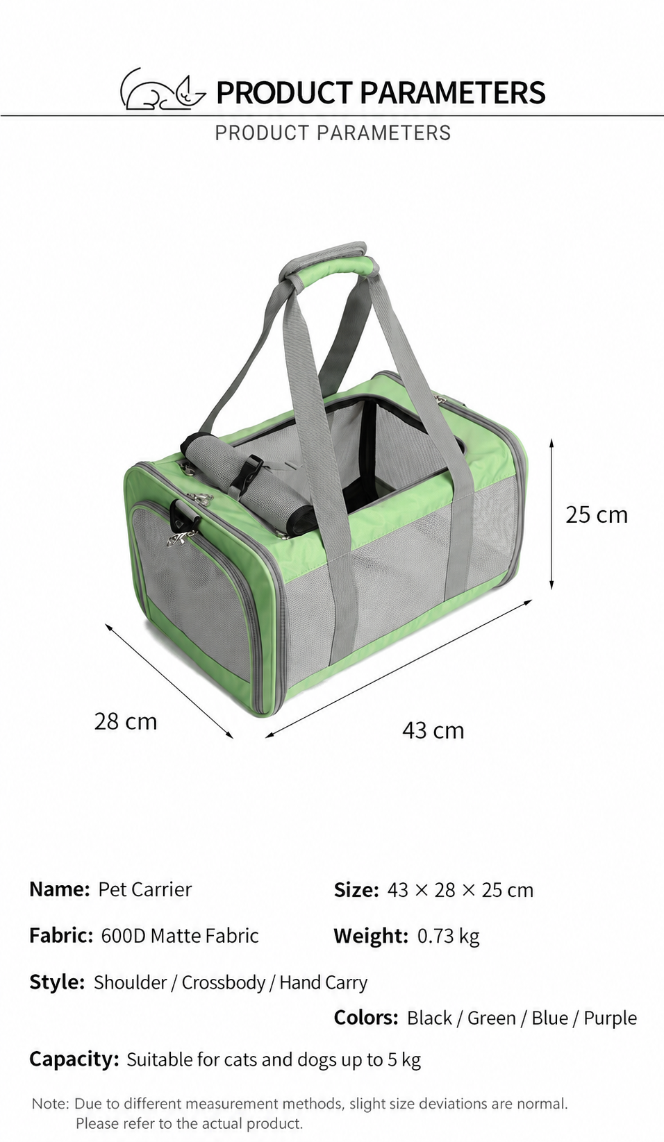 HappyNest™ Premium Soft-Sided Pet Carrier Bag - Breathable Mesh Travel Tote for Cats & Small Dogs
