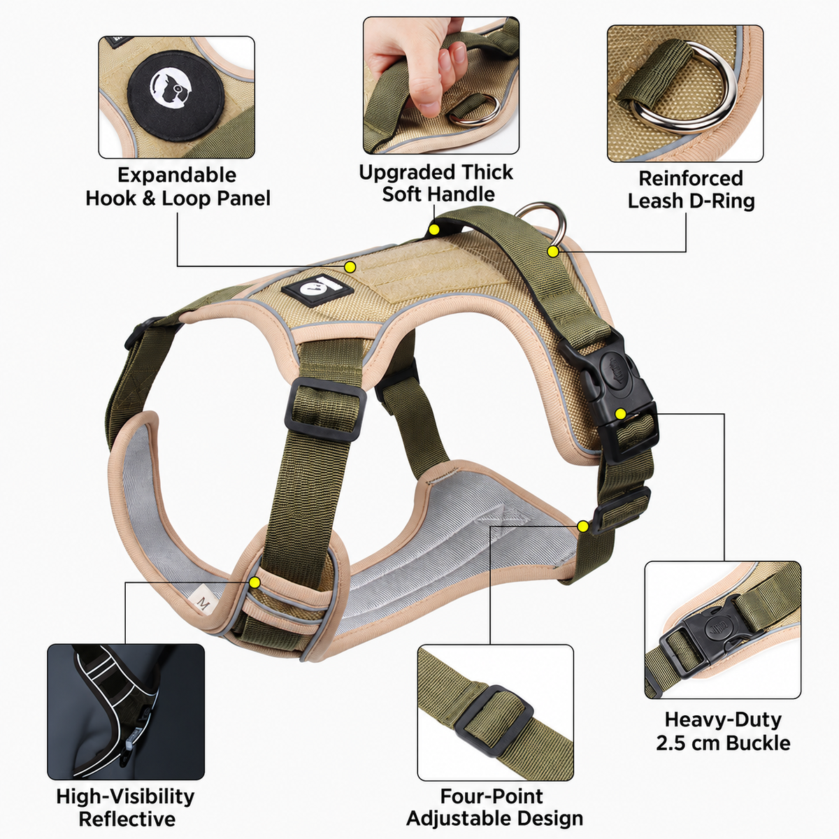 HappyNest™ Premium Outdoor Dog Harness - Durable No-Pull Chest Harness with Comfort Handle