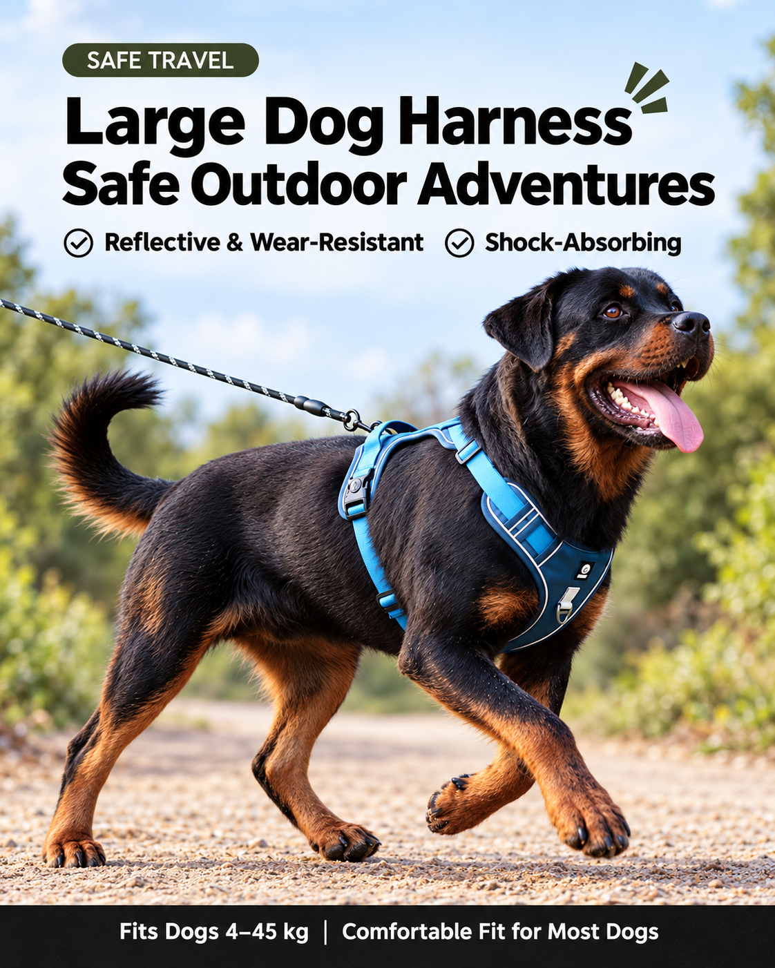 HappyNest™ Premium Outdoor Dog Harness - Durable No-Pull Chest Harness with Comfort Handle